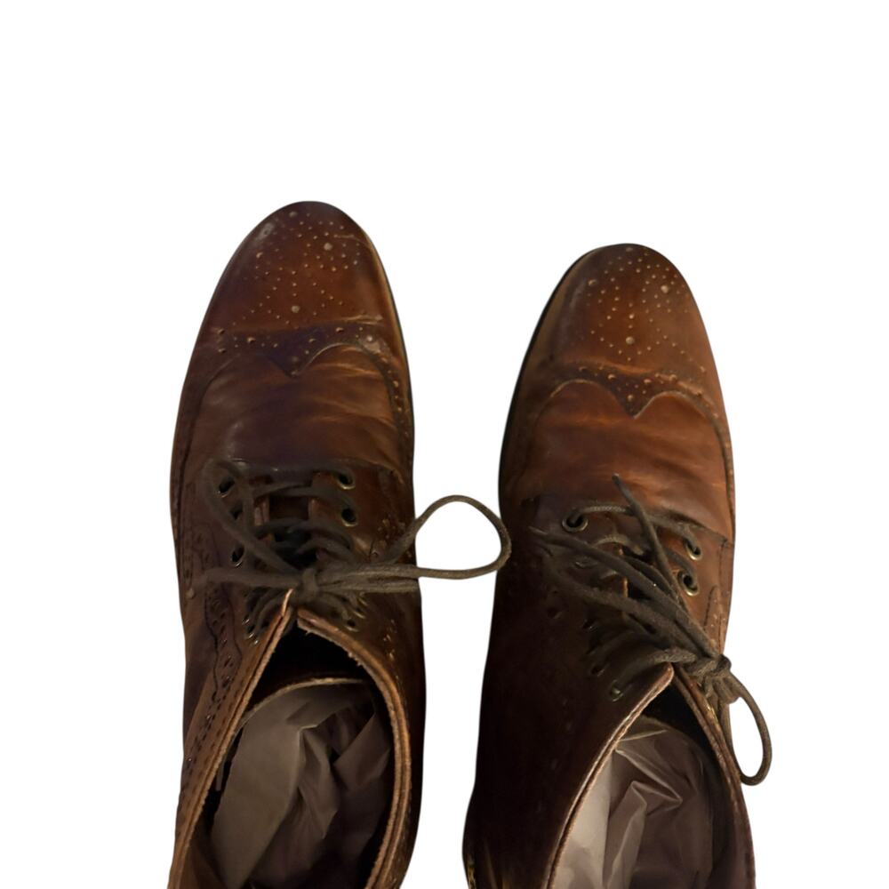 Aston Grey Men's Brown Leather Wingtip Brogue Lace-Up Ankle Boots sz 10 - Picture 3 of 10